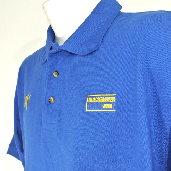 NINTENDO 64 Blockbuster Video Vintage Employee Uniform Polo Shirt Blue S Small - Picture 7 of 11